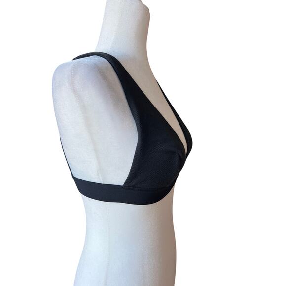 Skims Cotton Rib Plunge Bralette in Soot (Black) Women's Size M Unlined Deep V - Picture 5 of 7